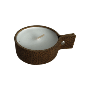 Taszie Waxinelichtje Leer Groot Cognac